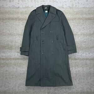 Vintage 90s Military Trench Coat Mens L Button Up Wool 36L